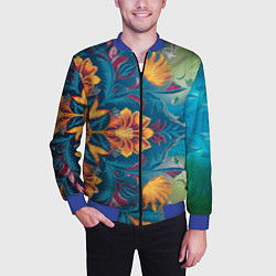 Бомбер мужской Батик в традиционном индонезийском стиле, цвет: 3D-синий — фото 2