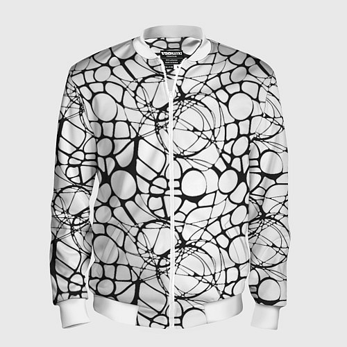 Мужской бомбер Абстрактный нейрографический узор / 3D-Белый – фото 1