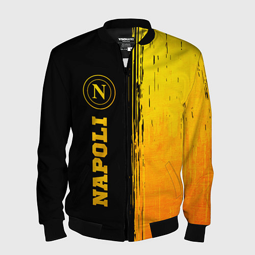 Мужской бомбер Napoli - gold gradient по-вертикали / 3D-Черный – фото 1