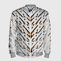 Мужской бомбер Чёрные и жёлтые полосы на белом фоне