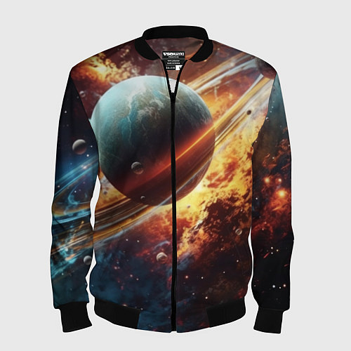 Мужской бомбер Большая планета / 3D-Черный – фото 1