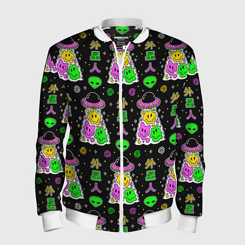 Мужской бомбер Паттерн из НЛО / 3D-Белый – фото 1