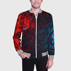 Бомбер мужской Темная абстракция с разломом красных плит, цвет: 3D-меланж — фото 2