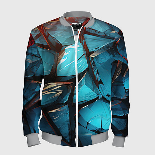 Мужской бомбер Синие объемные плиты / 3D-Меланж – фото 1