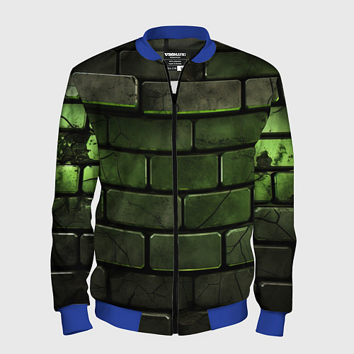 Мужской бомбер Зеленые неоновые кирпичи / 3D-Синий – фото 1