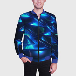 Бомбер мужской Синие абстрактные неоновые плиты, цвет: 3D-синий — фото 2