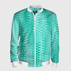 Мужской бомбер Светлый бирюзовый абстрактный полосочки