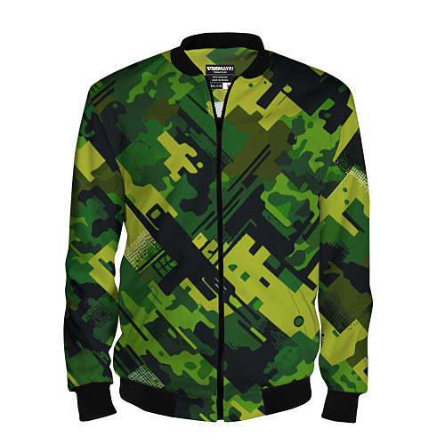 Мужской бомбер Camouflage - pattern ai art / 3D-Черный – фото 1