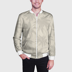 Бомбер мужской Бежевые пальмы паттерн, цвет: 3D-белый — фото 2