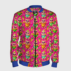 Мужской бомбер Щенята и летний вайб паттерн