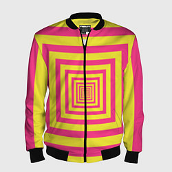 Бомбер мужской Желтые квадраты трансформация, цвет: 3D-черный