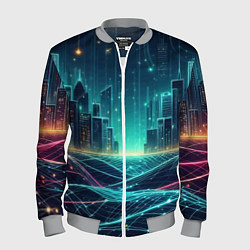 Мужской бомбер Metropolis - vaporwave neon glow