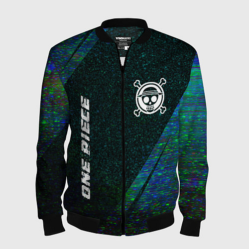 Мужской бомбер One Piece glitch blue / 3D-Черный – фото 1