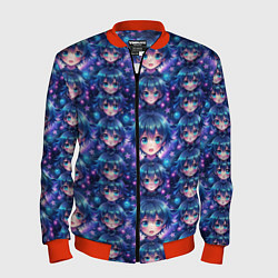 Мужской бомбер Аниме персонаж с синими волосами