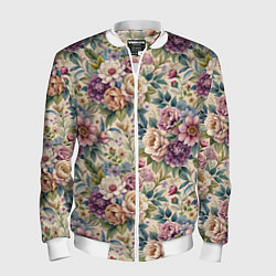 Мужской бомбер Нежные цветочные мотивы паттерны