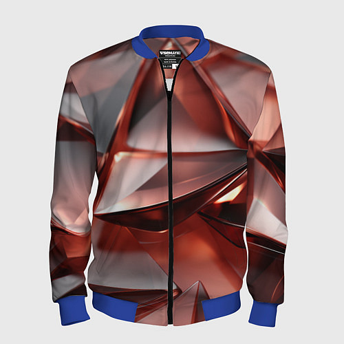 Мужской бомбер Рубиновые пирамидки / 3D-Синий – фото 1