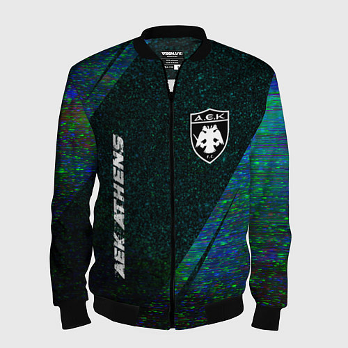 Мужской бомбер AEK Athens glitch blue / 3D-Черный – фото 1