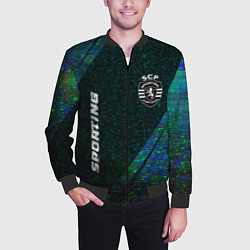 Бомбер мужской Sporting glitch blue, цвет: 3D-черный — фото 2