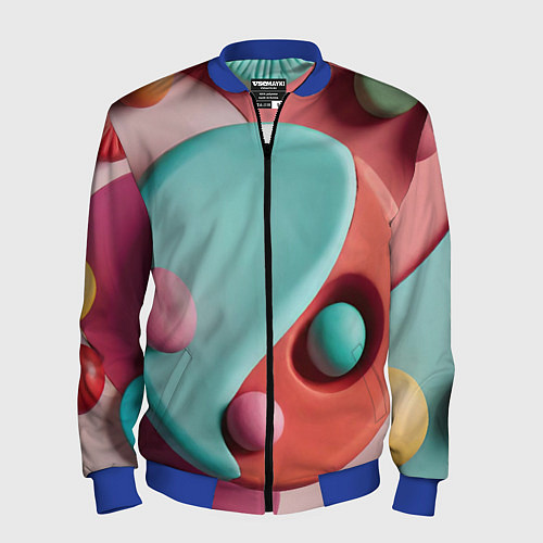 Мужской бомбер Пластилиновый медальон с шариками / 3D-Синий – фото 1