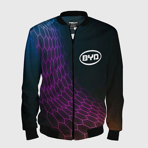Мужской бомбер BYD neon hexagon / 3D-Черный – фото 1