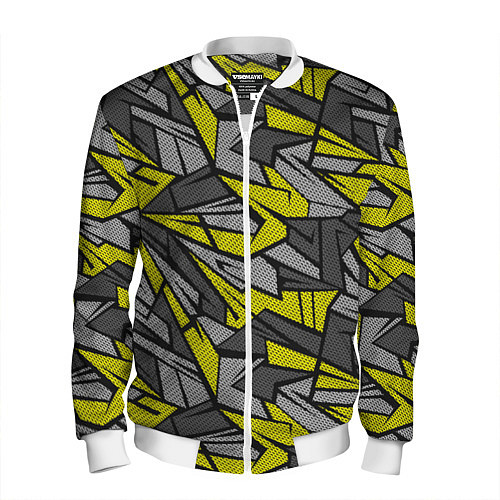 Мужской бомбер Абстрактный камуфляжный узор / 3D-Белый – фото 1