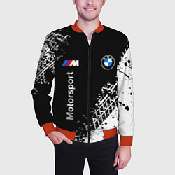 Бомбер мужской БМВ: следы от шин, цвет: 3D-красный — фото 2