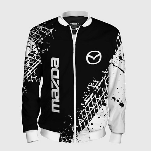 Мужской бомбер Мазда: следы от шин / 3D-Белый – фото 1