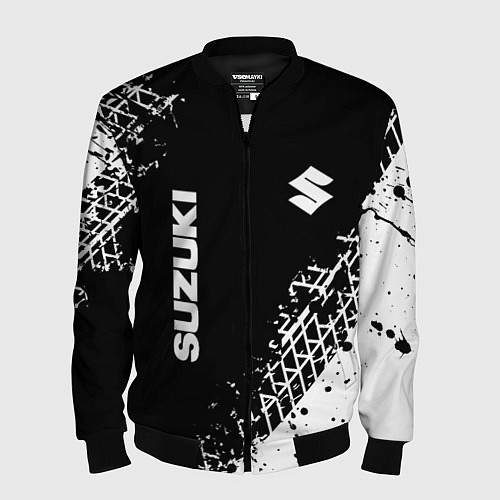 Мужской бомбер Сузуки: следы от шин / 3D-Черный – фото 1