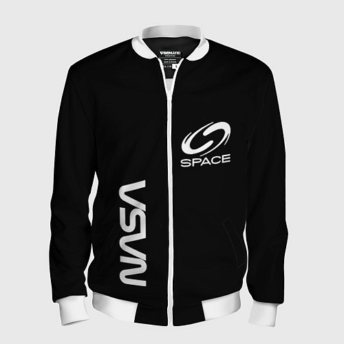 Мужской бомбер Nasa space logo white / 3D-Белый – фото 1