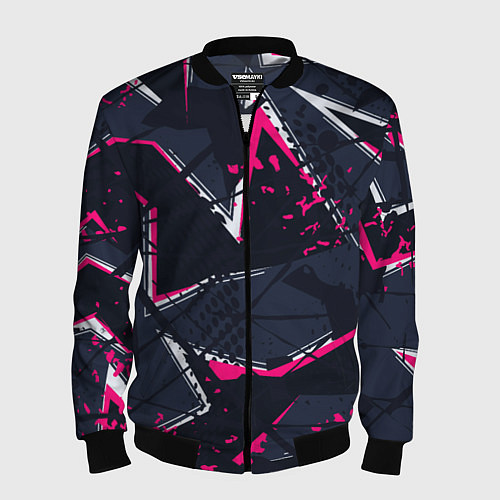 Мужской бомбер Абстрактный узор с геометрической концепцией / 3D-Черный – фото 1