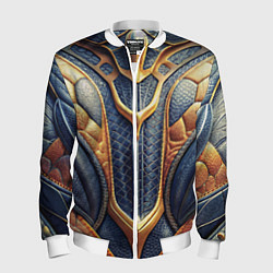 Мужской бомбер Темная кожаная броня с желтой оплеткой