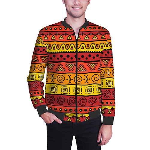 Мужской бомбер Африканские этнический орнамент / 3D-Черный – фото 3
