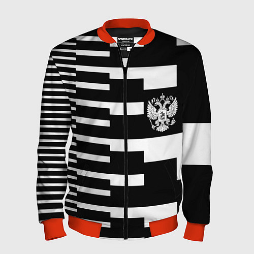 Мужской бомбер Россия геометрия / 3D-Красный – фото 1