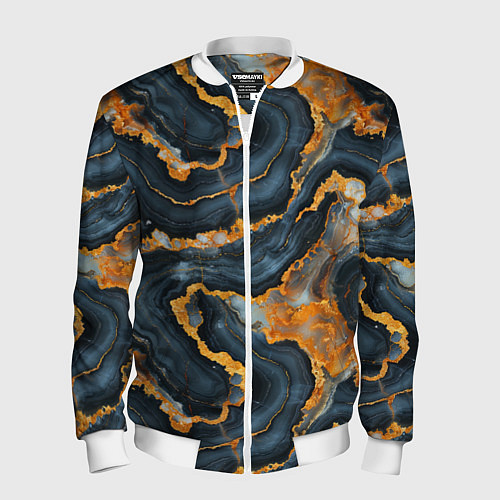 Мужской бомбер Золотистый мрамор / 3D-Белый – фото 1