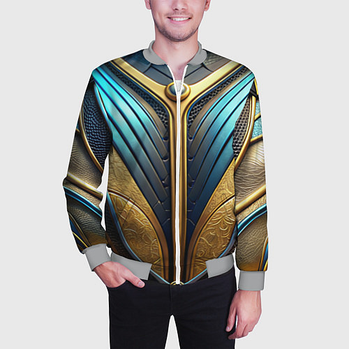 Мужской бомбер Объемная футуристичная объемная текстура из кожи / 3D-Меланж – фото 3