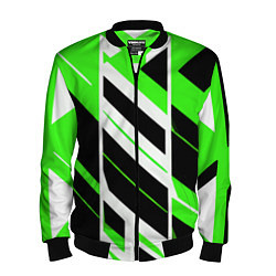 Мужской бомбер Black and green stripes on a white background