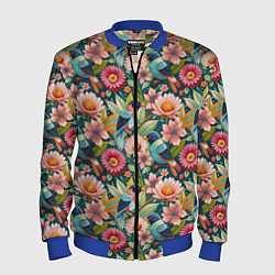 Мужской бомбер Тропические птицы в цветах