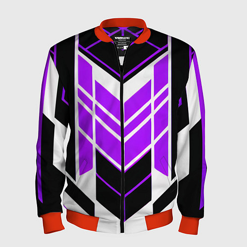 Мужской бомбер Purple and black stripes on a white background / 3D-Красный – фото 1