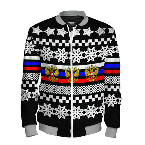 Мужской бомбер Rusiia winter pattern / 3D-Меланж – фото 1