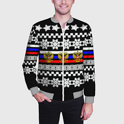 Бомбер мужской Rusiia winter pattern, цвет: 3D-меланж — фото 2