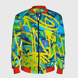 Мужской бомбер Желто-зеленое граффити