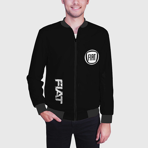 Мужской бомбер FIAT logo white auto / 3D-Черный – фото 3