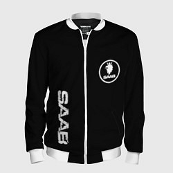 Мужской бомбер SAAB logo white
