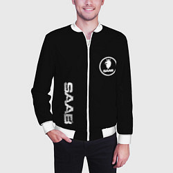 Бомбер мужской SAAB logo white, цвет: 3D-белый — фото 2