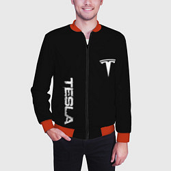 Бомбер мужской Tesla logo white, цвет: 3D-красный — фото 2