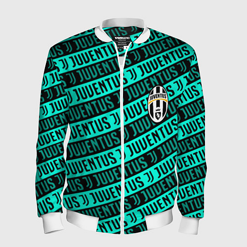 Мужской бомбер Juventus pattern logo steel / 3D-Белый – фото 1
