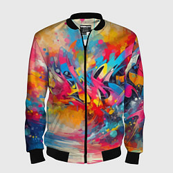 Мужской бомбер Красочная абстракция - импрессионизм