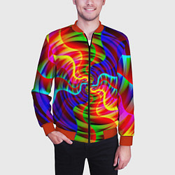 Бомбер мужской Абстрактные волнистые линии, цвет: 3D-красный — фото 2