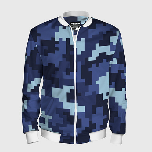 Мужской бомбер Пиксельный камуфляж текстура / 3D-Белый – фото 1