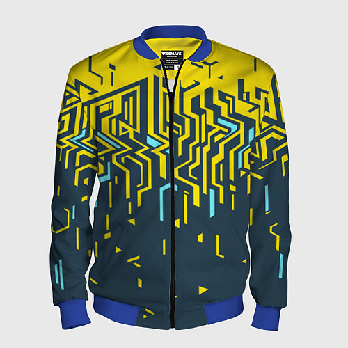 Мужской бомбер Яркий абстрактный геометрический рисунок для спорт / 3D-Синий – фото 1